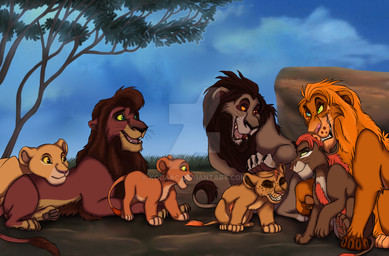 black_nose blue_eyes blue_sky brown_body brown_fur brown_mane brown_pawpads closed_smile eyes_closed female female_feral feral freckled_face freckles fur grass green_eyes group head_tuft headpat looking_aside male male_feral mane mouth_closed open_mouth open_smile orange_body orange_fur orange_mane outside pawpads plant red_eyes sky smile tan_body tan_fur tree tuft whiskers yellow_sclera young young_feral kodaac felid lion mammal pantherine