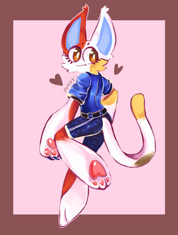 anthro barefoot biped blue_clothing blue_inner_ear blue_shirt blue_topwear border brown_border brown_eyes clothing feet female fur heart_symbol multicolored_body multicolored_fur pawpads paws pink_background pupils shirt short simple_background smile solo tail topwear white_body white_fur white_pupils pypixy animal_crossing nintendo purrl_(animal_crossing) domestic_cat felid feline felis mammal 2020 absurd_res digital_media_(artwork) digital_painting_(artwork) full-length_portrait hi_res painting_(artwork) portrait