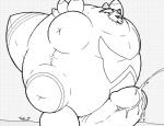 2009 anthro bandai_namco belly belly_inflation black_and_white comic digimon digital_drawing_(artwork) digital_media_(artwork) dragon dragoneer_(character) drakemohkami expansion fakemon fan_character genital_expansion inflation male monochrome murasadramon mythological_creature mythological_scalie mythology obese obese_anthro obese_male overweight overweight_anthro overweight_male penis_expansion scalie solo