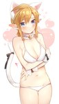 bell bell_collar big_breasts blonde_hair blush bra breasts clothing collar crossgender ear_piercing ear_ring fake_cat_ears fake_ears female hair humanoid_pointy_ears long_hair looking_at_viewer mtf_crossgender not_furry panties piercing pointy_ears ring_piercing simple_background solo underwear ttanuu nintendo the_legend_of_zelda link humanoid hylian hi_res