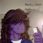 anthro chalk clothed clothing dialogue female hair holding_object solo teeth text homo_the_domo deltarune undertale_(series) susie_(deltarune) scalie 1:1 2019 digital_media_(artwork) english_text