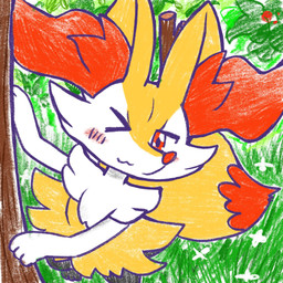 :3 ambiguous_anthro ambiguous_gender anthro biped blush blush_stickers closed_smile detailed_background digitigrade dipstick_tail flower front_view grass looking_at_viewer markings mouth_closed object_in_tail on_one_leg one_eye_closed outside plant smile snout solo standing stick stick_in_tail tail tail_markings tree wink winking_at_viewer annyui0611 nintendo pokemon braixen canid generation_6_pokemon mammal pokemon_(species) 1:1 2024 digital_drawing_(artwork) digital_media_(artwork) hi_res japanese_description portrait three-quarter_portrait translated_description