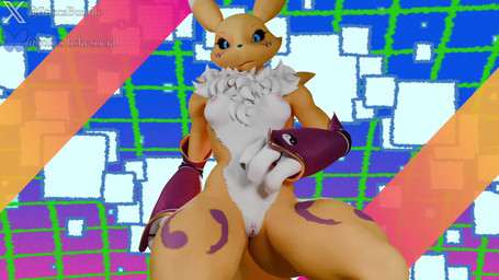 anthro areola armwear blue_eyes breasts butt claws clothing feet female fur genitals looking_at_viewer low-angle_view nude pawpads paws soles solo spread_legs spreading stomping tail teeth toes vulva white_body white_fur yellow_body yellow_fur stikcs warfaremachine_(modeler) bandai_namco digimon warfare_renamon canid canine digimon_(species) fox mammal renamon 16:9 3d_(artwork) 3d_animation animated digital_media_(artwork) hi_res mixed_media no_sound short_playtime video widescreen