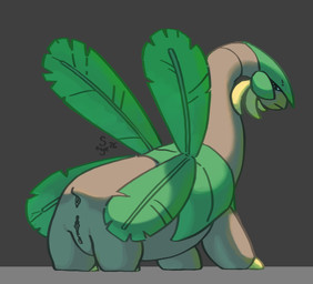 1_toe 2_toes anus backlighting banana black_eyes brown_body clitoris erect_clitoris feet female feral food frown fruit genitals green_body grey_background inner_labia leaf leaf_(anatomy) leaf_wings light looking_at_viewer looking_back looking_back_at_viewer low-angle_view plant rear_view simple_background solo spotlight standing stocky tall toes unusual_anatomy unusual_wings vulva wings yellow_toes soyesoye nintendo pokemon generation_3_pokemon mammal pokemon_(species) tropius 2026 colored detailed digital_drawing_(artwork) digital_media_(artwork) full-length_portrait hi_res lighting line_art portrait shaded