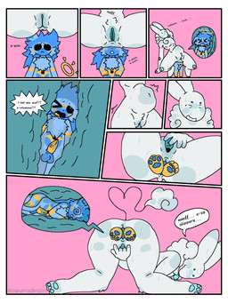 anal anal_vore anthro anus balls blue_blush blue_body blue_fur blue_insides blue_tongue blush bodily_fluids border butt dialogue duo female fingering fur genitals halo internal internal_anal male male/female masturbation multicolored_body multicolored_fur nude penis sitting sitting_on_another size_difference speech_bubble sweat sweatdrop sweaty_body sweaty_butt tapering_penis tongue tongue_out vaginal vaginal_fingering vore vulva white_body white_border white_fur yellow_blush yellow_body yellow_fur yellow_penis nevrodrain rain_world videocult astral_(jeddy) pipe_(jeddy) slugcat splynter 3:4 comic hi_res