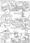 2011 agro_antirrhopus_(character) agroalba anthro bed biceps black_and_white censored claws college comic convenient_censorship dialogue digital_drawing_(artwork) digital_media_(artwork) dinosaur dinosaurs_(series) dromaeosaurid drugs duo english_text furniture greyscale growth_pills hi_res hypsilophodon inflation_pill male monochrome muscular nude ornithischian pecs pills reptile robbie_sinclair scalie school student studying tail text theropod velociraptor