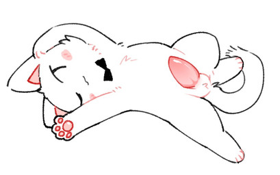 :3 balls blush blush_stickers bow_tie cat_tail feral genitals handpaw lying male male_feral on_back one_eye_closed paws penis pink_penis pupils quadruped side_view simple_background slit_pupils solo stretching tapering_penis white_background kirichiiii kiri_(kirichiiii) domestic_cat felid feline felis mammal 2025 digital_drawing_(artwork) digital_media_(artwork) spot_color
