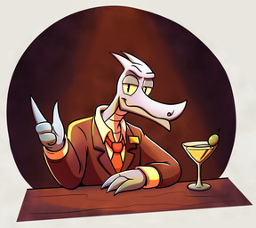 alcohol anthro beverage blue_body blue_scales claws clothing cocktail cocktail_glass container cup desk drinking_glass furniture glass glass_container glass_cup half-closed_eyes horn looking_at_viewer male martini name_tag narrowed_eyes necktie pointy_nose scales smile smiling_at_viewer smirk smirking_at_viewer solo suit suit_jacket table travis_fowler dungeon_flippers european_mythology mythology cleaveland_(dungeon_flippers) dragon mythological_creature mythological_scalie scalie western_dragon 2025 half-length_portrait hi_res portrait