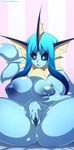 5_fingers anthro areola biped blue_areola blue_body blue_hair blue_inner_pussy blue_nipples blue_pussy breasts butt female fingers front_view genitals hair happy holding_breast humanoid_genitalia humanoid_pussy masturbation monotone_genitals nipples open_mouth open_smile pokemorph pussy seductive smile solo spread_legs spread_pussy spreading tail text tongue vaginal vaginal_masturbation sagestrike2 nintendo pokemon eeveelution generation_1_pokemon pokemon_(species) vaporeon 2023 absurd_res hi_res url