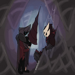 2_fingers 4_fingers anthro armor boots bottomwear cape clothing coma duo erection fingers footwear gloves grey_body handwear hood male male/male muscular pants red_body shoes detrefle13 hollow_knight_(franchise) team_cherry crust_king_khann last_karaka_(detrefle13) arthropod humanoid 1:1 hi_res