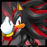 1:1 abstract_background anthro big_eyes big_head black_body black_border border clothed clothing eulipotyphlan fur gloves handwear hedgehog looking_at_viewer looking_back low_res male mammal markings mostly_nude narrow_hips red_eyes red_markings sasisage sega shadow_the_hedgehog solo sonic_the_hedgehog_(series) thin_thighs toony white_body white_fur