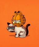 ambiguous_gender cat_costume clothing costume feral frown orange_background simple_background solo what alex_solis garfield_(series) garfield_the_cat tardar_sauce domestic_cat felid feline felis mammal meme