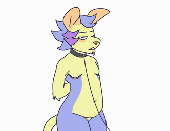 anthro bdsm bondage bound collar embarrassed forced glaring leash leash_pull mastectomy_scar scar solo visibly_trans 2d_animation animated digital_media_(artwork) frame_by_frame full-length_portrait portrait trans_(lore) trans_man_(lore)