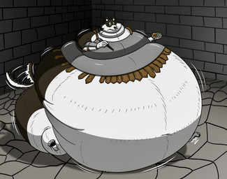 anthro armor belly big_belly bowl brick brick_wall chopsticks clothing container food fur holding_bowl holding_chopsticks holding_container holding_object huge_belly male morbidly_obese morbidly_obese_anthro morbidly_obese_male motion_lines navel obese obese_anthro obese_male overweight overweight_anthro overweight_male paws sitting solo stone_floor tail tail_motion tailwag thick_thighs topwear wall_(structure) wide_eyed wide_hips ian-exe delicious_in_dungeon kuro_(delicious_in_dungeon) canid canine canis domestic_dog japanese_kobold mammal 2024 hi_res signature