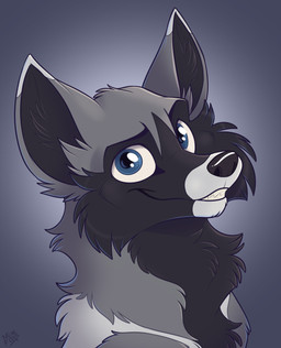 ambiguous_form black_body black_fur black_nose blue_eyes cheek_tuft facial_tuft fur grey_body grey_fur looking_at_viewer male markings simple_background smile snout solo teeth tuft mimi-fox canid canine fox mammal red_fox silver_fox true_fox colored digital_drawing_(artwork) digital_media_(artwork) hi_res portrait shaded