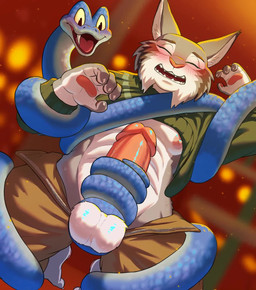 ambiguous_gender anthro anthro_on_feral audible_ejaculation balls bestiality blue_body blue_scales blush bodily_fluids bottomwear bound brown_bottomwear brown_clothing brown_pants clothed clothing coiling cum cum_drip cumshot dripping duo ejaculation erection facial_tuft fangs feral fur genital_fluids genitals green_clothing green_sweater green_topwear grey_body grey_fur humanoid_genitalia humanoid_penis long_pants male male/ambiguous nipples open_mouth orange_eyes pants penis questionable_consent scales sex sweater tail tail_around_penis tail_fetish tail_play tail_sex tailjob teeth tongue topwear tuft unzipped unzipped_pants vein veiny_penis white_body white_fur yellow_eyes zipper zipper_down horumu sound_warning disney zootopia gary_de'snake pawbert_lynxley canada_lynx felid feline lynx mammal pit_viper reptile scalie snake viper 2025 2d_animation animated censored digital_drawing_(artwork) digital_media_(artwork) full_version_at_paywall hi_res mosaic_censorship motion_tweening promotional_material short_playtime sound webm