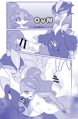 animal_genitalia anthro blush bodily_fluids breasts censor_bar censored_genitalia duo erection feathers female genital_fluids genitals hair licking male male/female masturbation nipples nude open_mouth oral penile penis penis_lick sex simple_background sweat tail throbbing throbbing_penis tongue tongue_out vaginal_fluids vulva woory brand_new_animal nintendo pokemon studio_trigger nina_flip aquatic cetacean dolphin generation_9_pokemon mammal pokemon_(species) quaquaval toothed_whale absurd_res censored comic hi_res