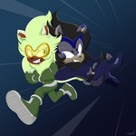 anthro duo eyewear goggles male male/male running kirudi18 sega sonic_the_hedgehog_(series) fan_character felid lion mammal pantherine 1:1 absurd_res hi_res