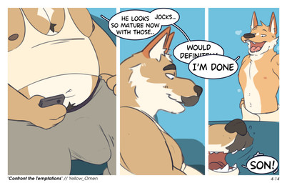 age_difference anthro beard becoming_erect blush blush_lines bodily_fluids body_hair bottomwear bulge cellphone chest_hair clothed clothing comic_panel detailed_bulge dialogue duo electronics embarrassed erection facial_hair fangs fur genital_outline hair holding_object larger_male looking_at_object looking_at_phone male male/male male_anthro mature_anthro mature_male multicolored_body multicolored_fur muscular muscular_anthro muscular_male mustache nipples older_male open_mouth orange_body orange_fur penis_outline phone pubes shocked simple_background sitting size_difference smaller_male smartphone smile speech_bubble sweat tail teeth text thick_thighs topless topless_anthro topless_male topwear towel towel_around_waist towel_only tuft underwear white_body white_fur younger_male yellow_omen artie_(artieyote) eduardo_(artieyote) canid canine canis coyote coywolf hybrid mammal 2026 absurd_res artist_name colored comic digital_drawing_(artwork) digital_media_(artwork) english_description english_text flat_colors hi_res multiple_scenes shaded father_(lore) father_and_child_(lore) father_and_son_(lore) parent_(lore) parent_and_child_(lore) parent_and_son_(lore) son_(lore)