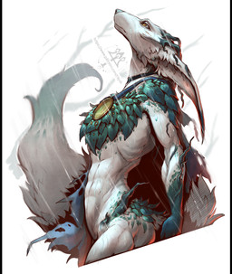 abs anthro big_ears female fur leaves_in_hair leaves_on_back leaves_on_body leaves_on_shoulders looking_up medallion nude raining roots solo storm tail kredri against_the_storm_(video_game) lulu_the_lewd canid canine fox mammal hi_res