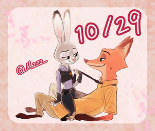 anthro barefoot border bottomwear claws clothed clothing duo eye_contact feet female fully_clothed fur green_eyes half-closed_eyes holding_object inner_ear_fluff looking_at_another male narrowed_eyes pants pawpads police police_uniform predator/prey purple_eyes reclining shirt simple_background smile straddling text toe_claws topwear tuft uniform m-2-2-2 disney zootopia judy_hopps nick_wilde canid canine fox lagomorph leporid mammal rabbit red_fox true_fox 2016