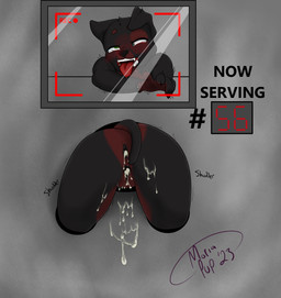 adolescent ahegao anthro anus arm_outstretched black_anus black_body black_fur black_genitalia black_genitals black_vulva blue_eyes blush blush_lines bodily_fluids brown_body brown_fur butt clitoris cross-eyed cum cum_drip cum_from_ass cum_from_vagina cum_in_ass cum_in_vagina cum_inside cum_on_leg cum_on_wall dripping electronics female floppy_ears fucked_silly fur gaping gaping_anus genital_fluids genitals green_eyes heterochromia leaking_cum looking_pleasured monitor narrowed_eyes nude number open_mouth public_use shaking simple_background solo spreading tail tears text through_wall tongue tongue_out tremble_spikes trembling vulva young young_anthro moriapup moria_(moriapup) canid canine canis dobermann domestic_dog mammal pinscher 2023 absurd_res digital_media_(artwork) hi_res signature