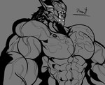 abs anthro barazoku beard big_muscles facial_hair huge_muscles male muscular muscular_anthro muscular_male pecs solo vein veiny_muscles pinumontbalou arcane_(tv_series) league_of_legends mythology riot_games tencent warwick_(lol) canid canine mammal mythological_canine mythological_creature werecanid werecanine werecreature werewolf hi_res monochrome