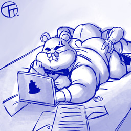 anal angry anthro bed bow_tie butt computer duo electronics eyewear furniture glasses humanoid_hands lying male oral overweight overweight_male rimming sex trashtoonz animal_crossing nintendo marlo_(animal_crossing) cricetid hamster mammal rodent 1:1 2021 hi_res