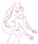 anthro back_groove breasts carrying_another duo female forked_tongue hug male male/female nude piggyfront shoulder_blades tail tongue tongue_out pleasedaspunch mammal murid murine rat reptile rodent scalie snake 2008 monochrome red_and_white sketch