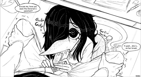 5_fingers anthro anthro_penetrated bodily_fluids bottomwear clothed clothing cum cum_in_mouth cum_inside dialogue duo erection eyelashes fellatio female female_anthro female_on_human female_penetrated fingers first_person_view freckled_face freckles genital_fluids genitals hair hair_over_eye heart_eyes heart_symbol human_on_anthro human_penetrating human_penetrating_anthro human_penetrating_female human_pov interspecies leaking leaking_cum long_hair long_tail male male/female male_human male_on_anthro male_penetrating male_penetrating_anthro male_penetrating_female male_pov open_bottomwear open_clothing open_pants oral pants penetration penile penis pubes sex stealth_sex tail tail_tuft text tuft under_table under_table_oral yeik_art what_words_can't_say lumi_(wwcs) ori_g_poster_(wwcs) dinosaur human mammal prehistoric_species reptile saurischian scalie theropod troodon troodontid 2025 artist_name english_text hi_res monochrome watermark