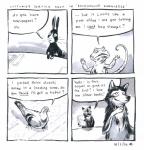 2016 4koma absurd_res anne_barnetson avian base_two_layout bat beak bird black_nose canid canine canis cere_(anatomy) columbid comic customer_service_wolf dialogue english_text feral four_frame_image grid_layout group hi_res lagomorph leporid lizard mammal pigeon question_mark rabbit reptile scalie snout speech_bubble text traditional_media_(artwork) two_row_layout wolf