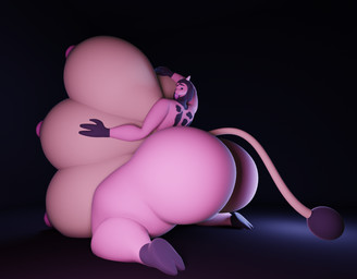 animal_print anthro big_breasts big_butt breasts butt cow_print female hand_on_breast huge_breasts huge_butt hyper hyper_butt looking_at_viewer multi_breast pink_body simple_background solo darkdraketom nintendo pokemon generation_2_pokemon miltank pokemon_(species) 3d_(artwork) blender_(artwork) digital_media_(artwork) hi_res