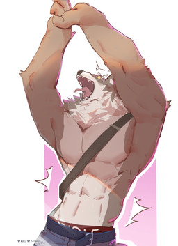 abs anthro belt_buckle blue_bottomwear blue_clothing bluesky_logo bodily_fluids bottomwear brown_body brown_fur buckle claws clothed clothed_anthro clothed_male clothing countershade_face countershade_fur countershade_neck countershade_torso countershading facebook_logo fangs finger_claws front_view fur instagram_logo looking_at_self looking_up male monotone_bottomwear monotone_clothing multicolored_body multicolored_fur muscular muscular_anthro muscular_male navel neck_tuft open_mouth pain pecs pink_background pink_tongue raised_arms red_clothing red_underwear simple_background snout solo stretching stretching_gone_wrong surprised tan_body tan_countershading tears teeth text text_on_clothing text_on_underwear tongue tongue_out topless topless_anthro topless_male tremble_spikes tuft twitter_logo two_tone_body two_tone_fur underwear underwear_showing white_background yellow_eyes kuromonsart bluesky_(social_media) facebook instagram twitter canid mammal 2024 artist_name colored dated digital_drawing_(artwork) digital_media_(artwork) english_text half-length_portrait hi_res portrait