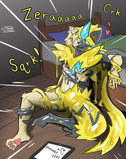 advertisement anthro bound clothing encasement goo-connected_lips goo_transformation half-closed_eyes heart_symbol hypnosis latex latex_clothing latex_skinsuit latex_transformation male mind_control narrowed_eyes pokemon_speak ringed_eyes skinsuit solo spreading squeak tendrils text tight_clothing transformation riggedreded nintendo pokemon generation_7_pokemon legendary_pokemon pokemon_(species) zeraora 2026 english_text hi_res