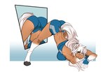 anthro ass_up athletic athletic_female athletic_wear big_breasts bra breast_rest breasts clothing female hair jack-o'_pose meme_pose mirror ponytail pose reflection solo sports_bra underwear lotusgarden haylee_walker equid equine horse mammal 2024 absurd_res hi_res meme