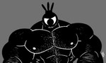 1_eye abs arm_hair barazoku big_pecs black_body black_skin body_hair chest_hair grey_background male muscular muscular_humanoid muscular_male not_furry pecs simple_background solo czarmaze patapon sony_corporation sony_interactive_entertainment humanoid patapon_(tribe) alternate_version_at_source monochrome