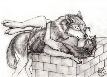 anal anal_penetration animal_genitalia animal_penis anthro anthro_on_bottom anthro_on_feral anthro_penetrated balls bestiality between_legs canine_genitalia canine_penis duo erection eyes_closed feral feral_on_top feral_penetrating feral_penetrating_anthro floppy_ears genitals knot knotted_penis logo lying male male/male male_on_bottom male_on_top male_penetrated male_penetrating male_penetrating_male on_back on_bottom on_top penetration penile penile_penetration penis penis_in_ass sex kola_(artist) canid canine mammal 2013 artist_logo dated monochrome traditional_media_(artwork)