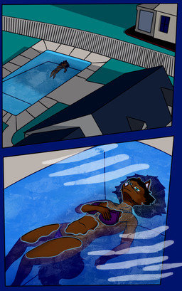 anthro bikini clothing female simple_background swimming_pool swimwear two-piece_swimsuit crashflash crystal_(crashflash) canid canine canis mammal wolf hi_res