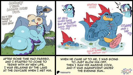 anthro anthrofied backstory big_breasts big_butt big_muscles big_penis breasts butt dialogue erection female freckles genitals grass group heart_symbol lily_pad lying male mostly_submerged muscular nipples nude on_back on_side partially_submerged patreon_logo penis plant pokemorph purple_text red_text tan_nipples text trio vulva water tibbs nintendo patreon pokemon lily_(tibbs) lolong_(tibbs) feraligatr generation_1_pokemon generation_2_pokemon nidoqueen pokemon_(species) quagsire absurd_res comic english_text hi_res multiple_scenes