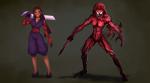 breasts claws clothing corruption duo female footwear melee_weapon not_furry sharp_teeth shoes standing sword teeth tongue weapon young hachiimon cartoon_network marvel steven_universe carnage_(marvel) connie_maheswaran human humanoid mammal symbiote hi_res