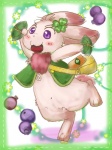 anthro berry blush chest_tuft clover_(plant) eyelashes female food fruit fur japanese leaf plant purple_eyes shamrock solo tuft 八王子おこじょ happy_happy_clover pixiv sayuri_tatsuyama clover_(happy_happy_clover) lagomorph leporid mammal rabbit 3:4