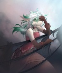 anthro breasts female fog gaze green_eyes green_hair hair ship solo vehicle watercraft tsampikos final_fantasy final_fantasy_ix square_enix nursenikki burmecian mammal murid murine rat rodent