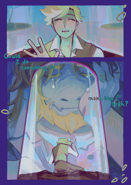 anthro bodily_fluids clothing container crying duo flower glass glass_container hand_on_face kneeling male plant sad shirt sweat sweatdrop tears text topwear vest pistachiosoda undertale_(series) asgore_dreemurr flowery_(deltarune) boss_monster_(undertale) bovid caprine elemental_creature flora_fauna flower_creature goat human mammal absurd_res comic digital_media_(artwork) english_text hi_res