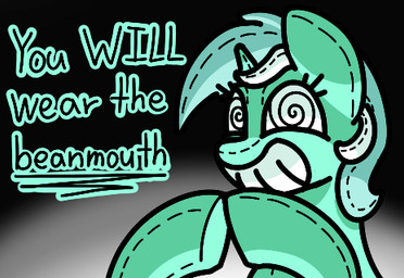 abstract_background bean_mouth brainwashing clothing dialogue emanata female feral gradient_background grin horn hypnosis hypnotic_clothing hypnotic_eyes looking_at_viewer mind_control ominous plushie plushie_transformation plushification ponysuit raised_arm raised_arms simple_background smile solo spiral spiral_eyes spread_wings standing suit suiting text wings starbounce friendship_is_magic hasbro my_little_pony mythology lyra_heartstrings_(mlp) animate_inanimate equid equine horse living_clothing living_costume mammal mythological_creature mythological_equine pony unicorn english_text low_res