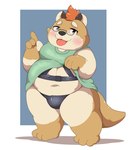 anthro belly black_nose blush bulge clothing eyewear glasses humanoid_hands kemono male navel overweight overweight_male simple_background solo tongue tongue_out underwear kusosensei knavie_(k_navie) mammal mustelid otter 2021 hi_res