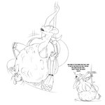 after_vore anthro belly big_belly big_breasts bone breasts dancing female group horn huge_belly male oral_vore overweight pole pole_dancing simple_background skull text vore white_background frakass human mammal scalie 1:1 2021 english_text hi_res monochrome