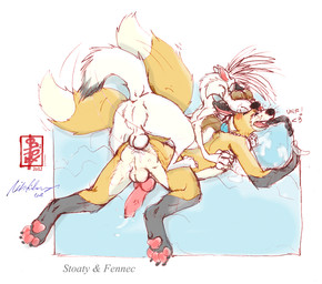 anal anal_penetration animal_genitalia animal_penis anthro anthro_on_anthro anthro_penetrated anthro_penetrating anthro_penetrating_anthro balls bodily_fluids border butt canine_genitalia canine_penis cum cum_in_ass cum_inside digital_sketch duo genital_fluids genitals interspecies knot knotted_penis male male/male male_penetrated male_penetrating male_penetrating_male penetration penile penile_penetration penis pillow scent sex size_difference size_play small_top_big_bottom white_border fennec_(artist) fennec_(character) stoaty canid canine fox mammal mustelid musteline red_fox true_fox true_musteline weasel werecanid werecanine werecreature werefox