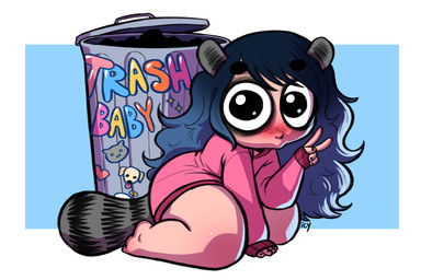 blue_hair blush female gesture hair hand_gesture markings on_ground solo striped_markings striped_tail stripes tail tail_markings thick_thighs trash_can v_sign iseenudepeople brooke_(iseenudepeople) animal_humanoid humanoid mammal mammal_humanoid procyonid procyonid_humanoid raccoon_humanoid 2021 absurd_res hi_res trans_(lore) trans_woman_(lore)