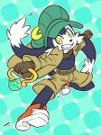 anthro clothed clothing coat footwear fur gloves handwear hat headgear headwear long_ears male ring shoes solo sweater topwear yellow_eyes rafchan bandai_namco klonoa_(series) pac-man_(series) klonoa pac-man domestic_cat felid feline felis mammal 2018