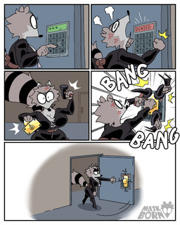 angry annoyed anthro big_breasts big_butt black_clothing bodysuit boots breasts butt clothed clothing cross-popping_vein door door_handle doorknob doorway female female_anthro femme_fatale footwear fur hammer high_heeled_boots high_heels huge_breasts keypad markings nail nailed nails open_door pouch_(clothing) raccoon_tail shocked shoes simple_background skinsuit solo stripes tail tail_markings thief tight_clothing tools diegutan uva_the_raccoon mammal procyonid raccoon 4:5 comic hi_res